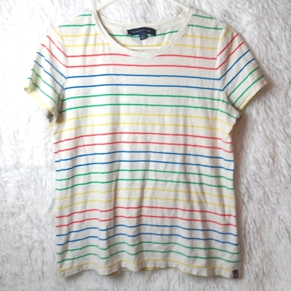 Tommy Hilfiger Rainbow Stripe T Shirt Small - Picture 2 of 6